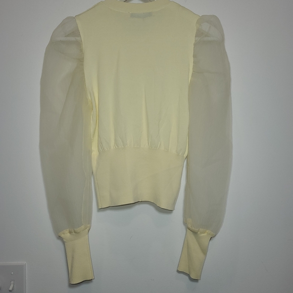 Zara NWT Puff Sheer Sleeve Cardigan Sweater - Picture 4 of 5